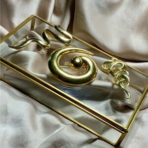 Set of 3 Gold Tone Vintage Brooches